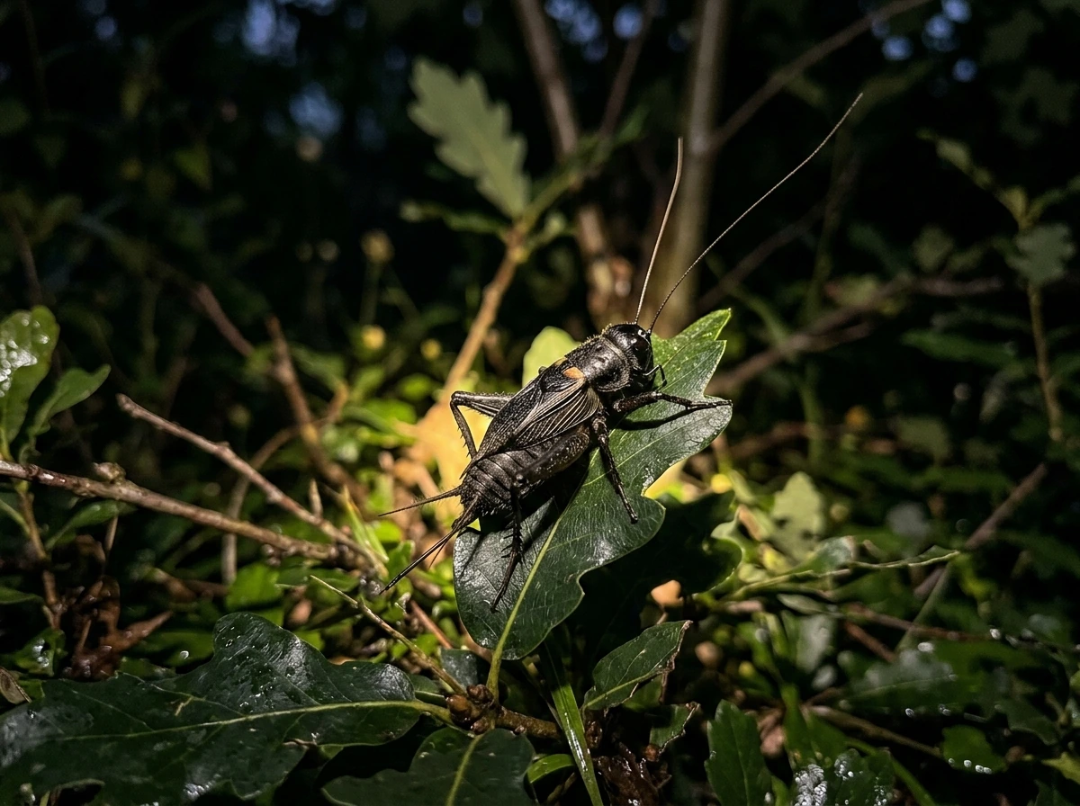 Close-up of a cricket insect on a leaf, linking to “jhingur” sound in Hindi