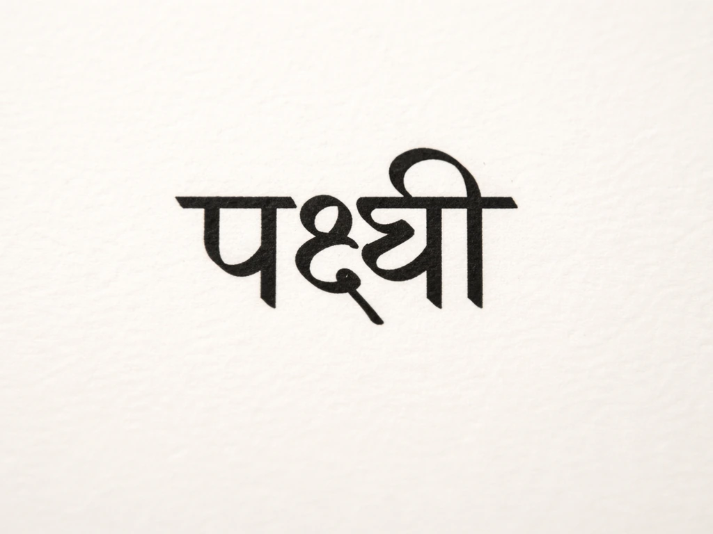 Close-up of the Devanagari word पक्षी (pakṣī) on a clean, minimal typographic background with soft lighting.