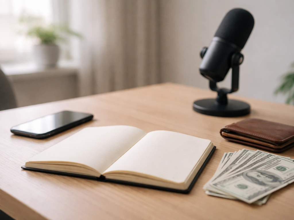Minimal business desk with scattered cash and a smartphone, symbolizing differing net worth estimates