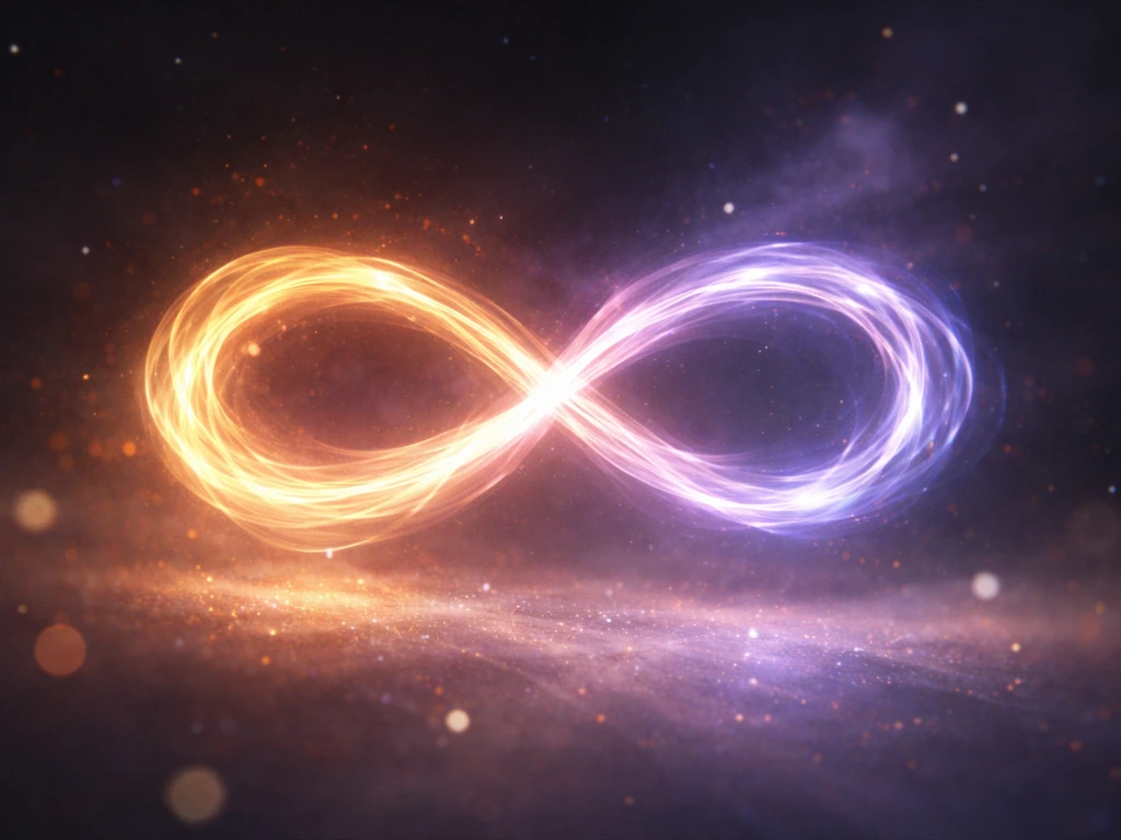Two intertwined luminous flame-like shapes over a subtle cosmic backdrop, symbolizing twin flames and wealth estimation.