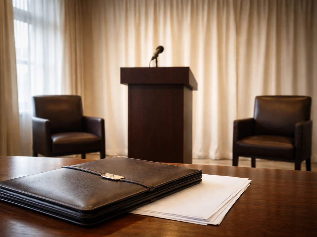 Minimal press conference setup with podium and microphone, hinting at a major 2010 ownership announcement.