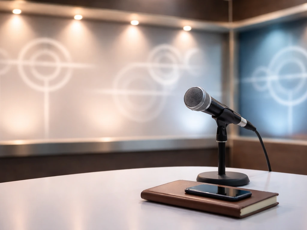 Minimal studio wall with studio lighting, luxury business vibe suggesting TV franchise licensing.