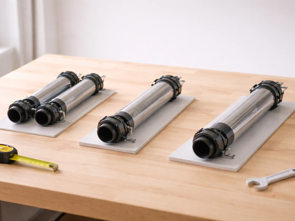 Three spa tube packages laid side-by-side on a workbench, showing differences in arrangement and length.