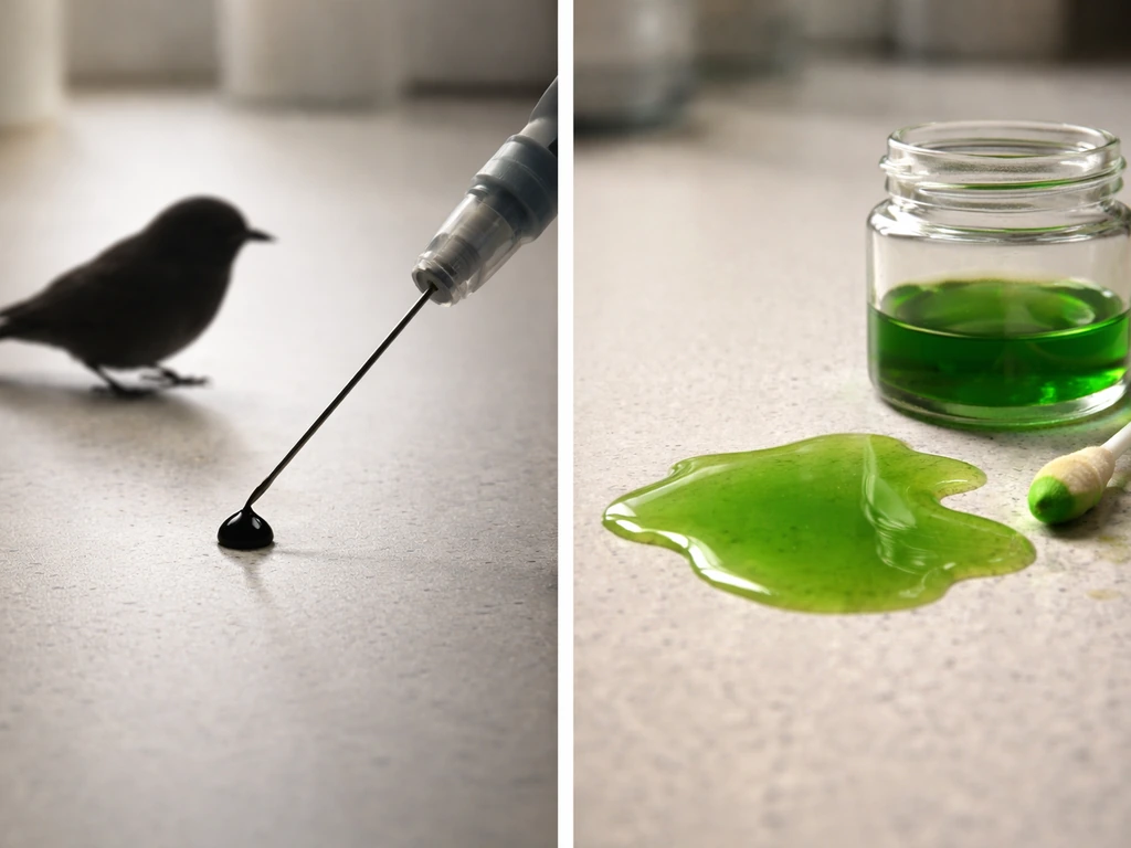 Minimal split-scene still life showing venom delivery vs poisonous surface contact, with no text.