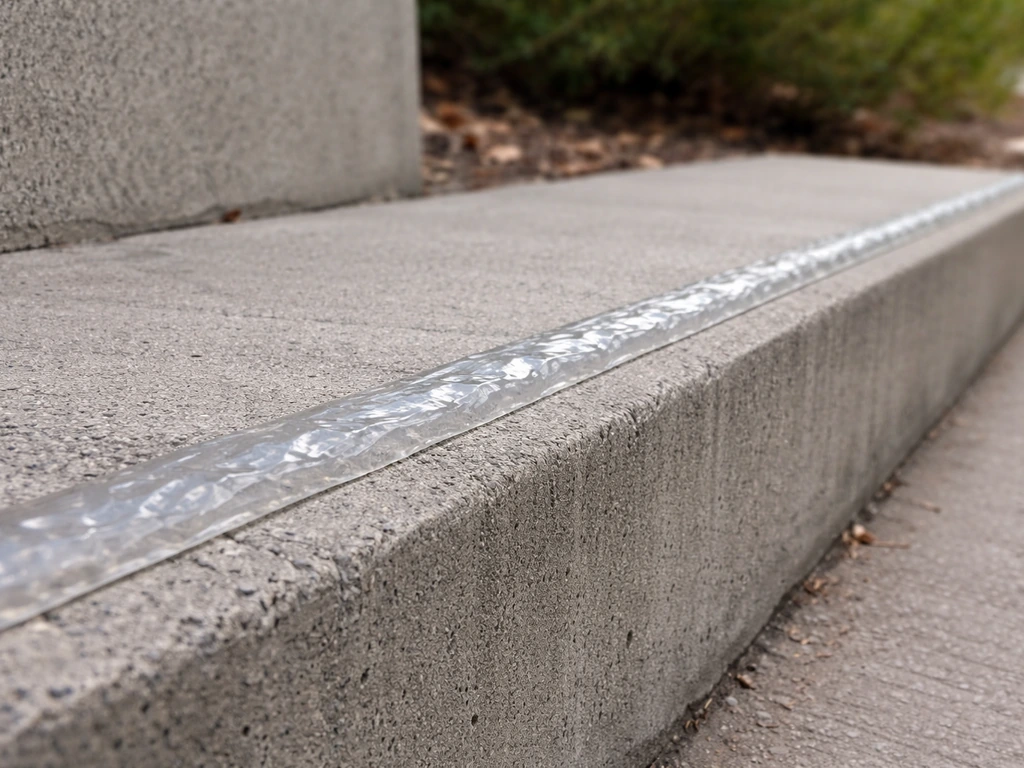 Close-up of a building ledge with a clear gel barrier in a quiet outdoor setting, showing effective coverage.