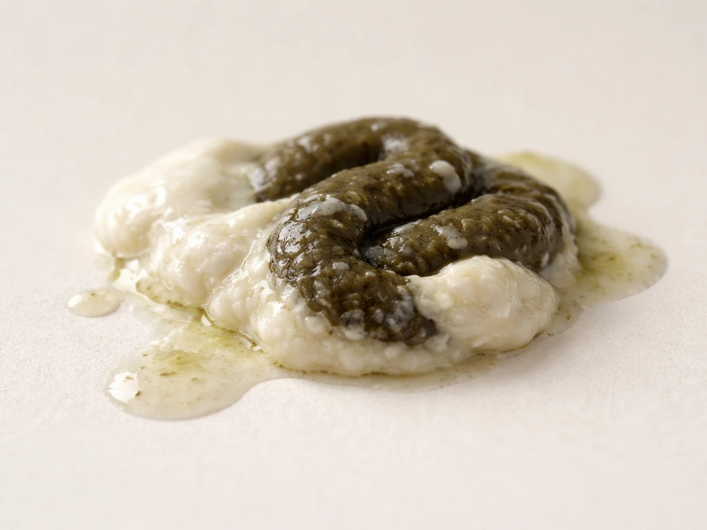 Macro close-up of fresh bird droppings showing pale urates and darker fecal material on a neutral surface.