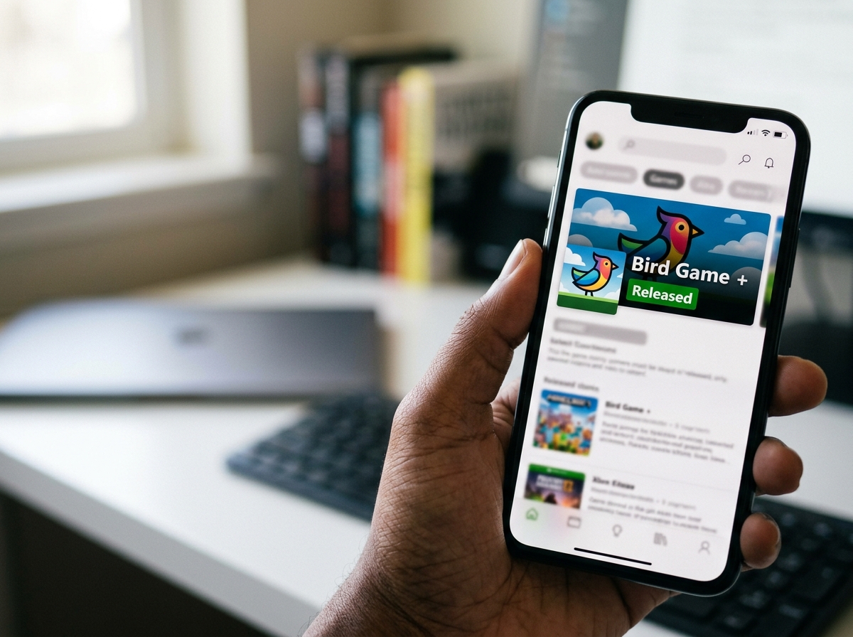 Xbox storefront page showing “Bird Game +” release details