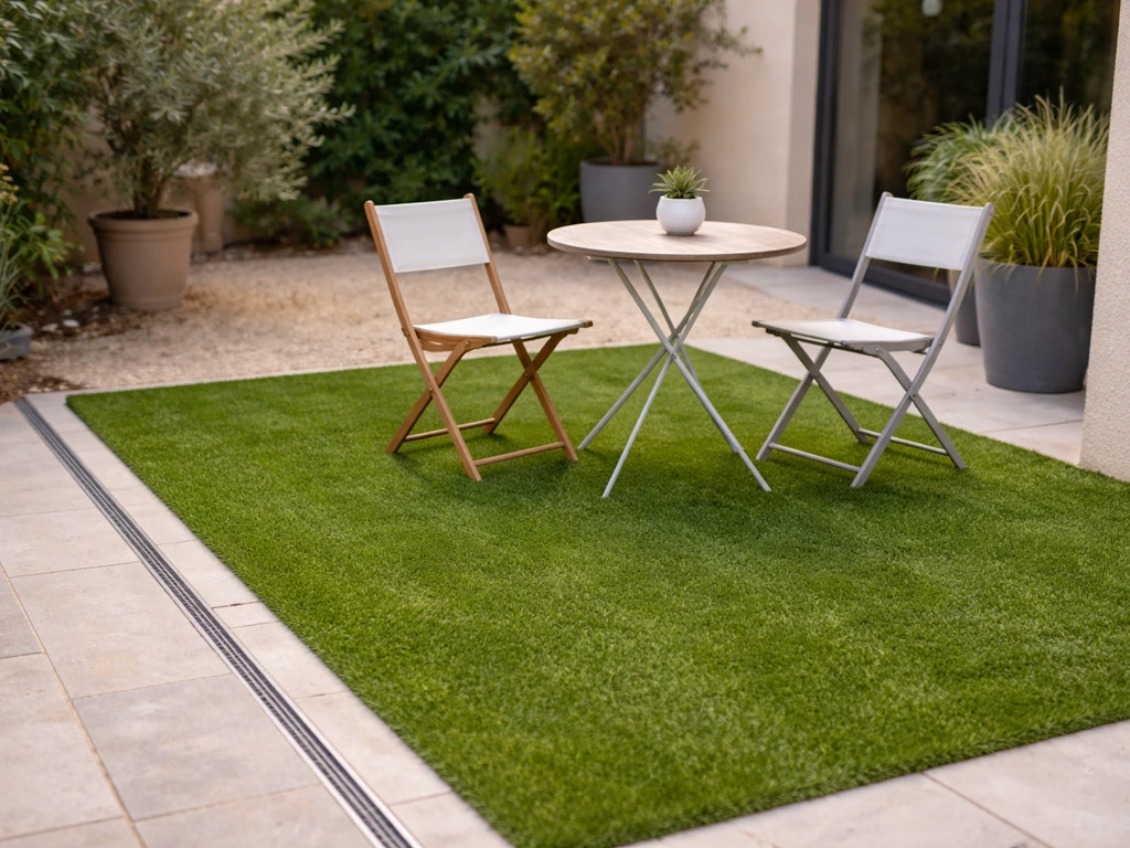 terrasse avec gazon synthétique