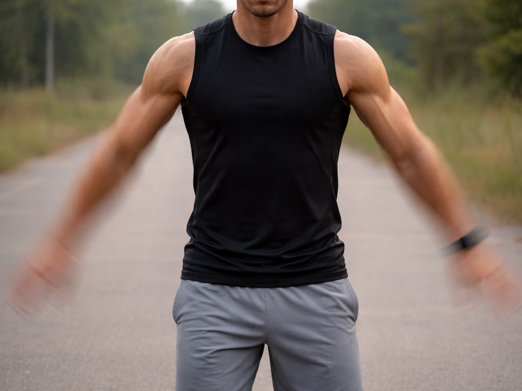 Athlete’s arms in a controlled flapping downstroke, showing relaxed, rhythmic motion.