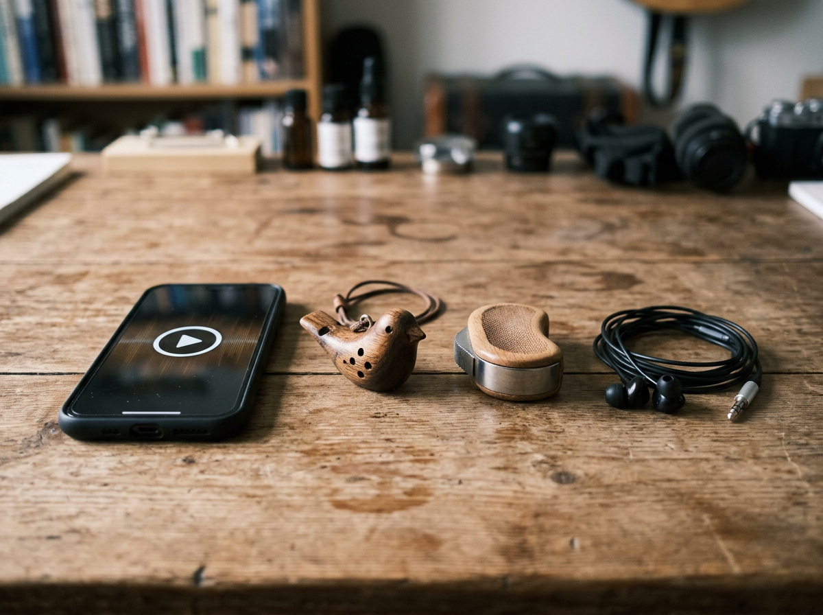 Three different tools laid out to compare methods for making swallow calls