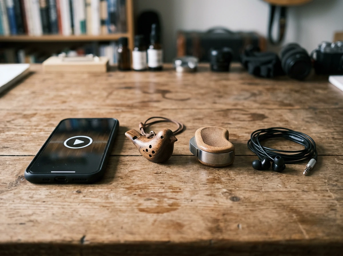 Three different tools laid out to compare methods for making swallow calls