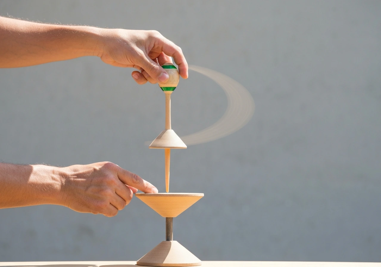 A person’s hands guide a tama upward onto the big cup bevel during a controlled bird catch motion.