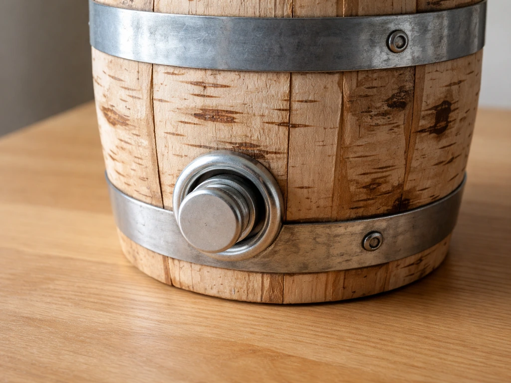 Close-up of birchwood barrel and zinc plug/ring components for an Audubon bird call