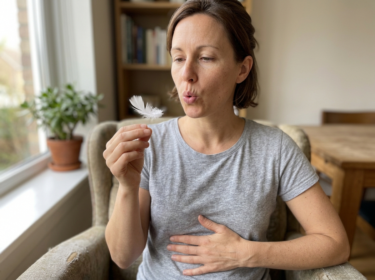 Breathing drill with steady small air puffs for chirps