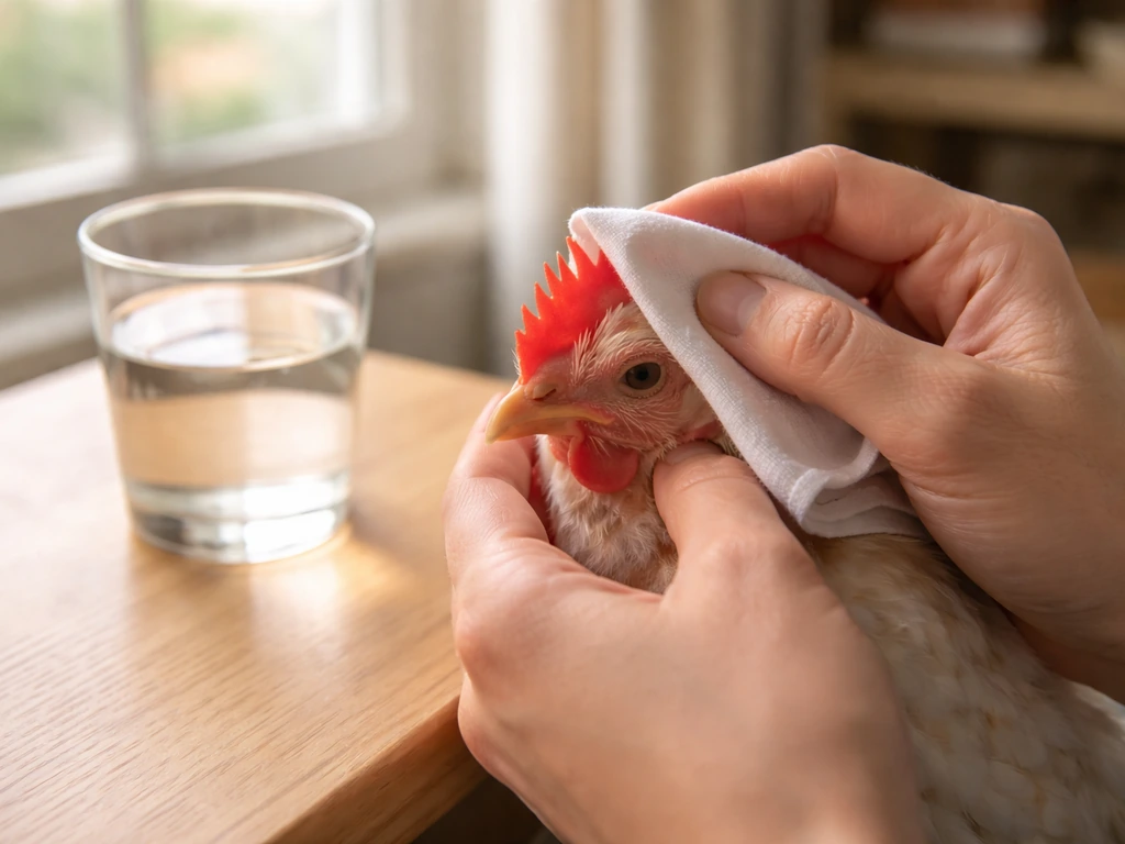 Hands gently wipe and rinse a small bird’s comb, then pat it dry in natural light.