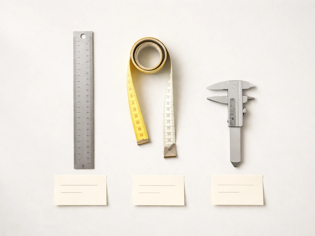 Measuring tools—rigid ruler, flexible tape, and calipers—laid out neatly for measuring small bird specimens.