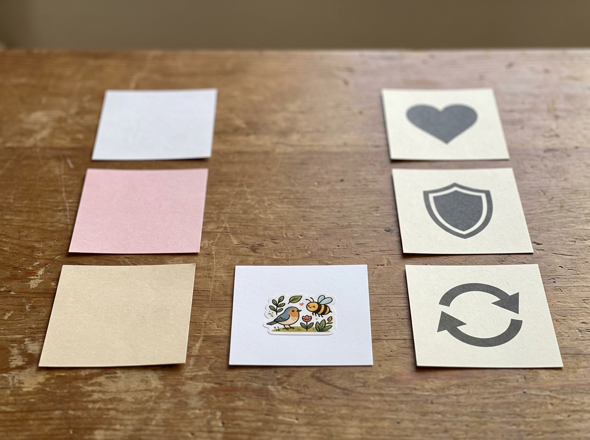 Icon-based comparison cards showing how similar phrases differ from 'the bird and the bees'.
