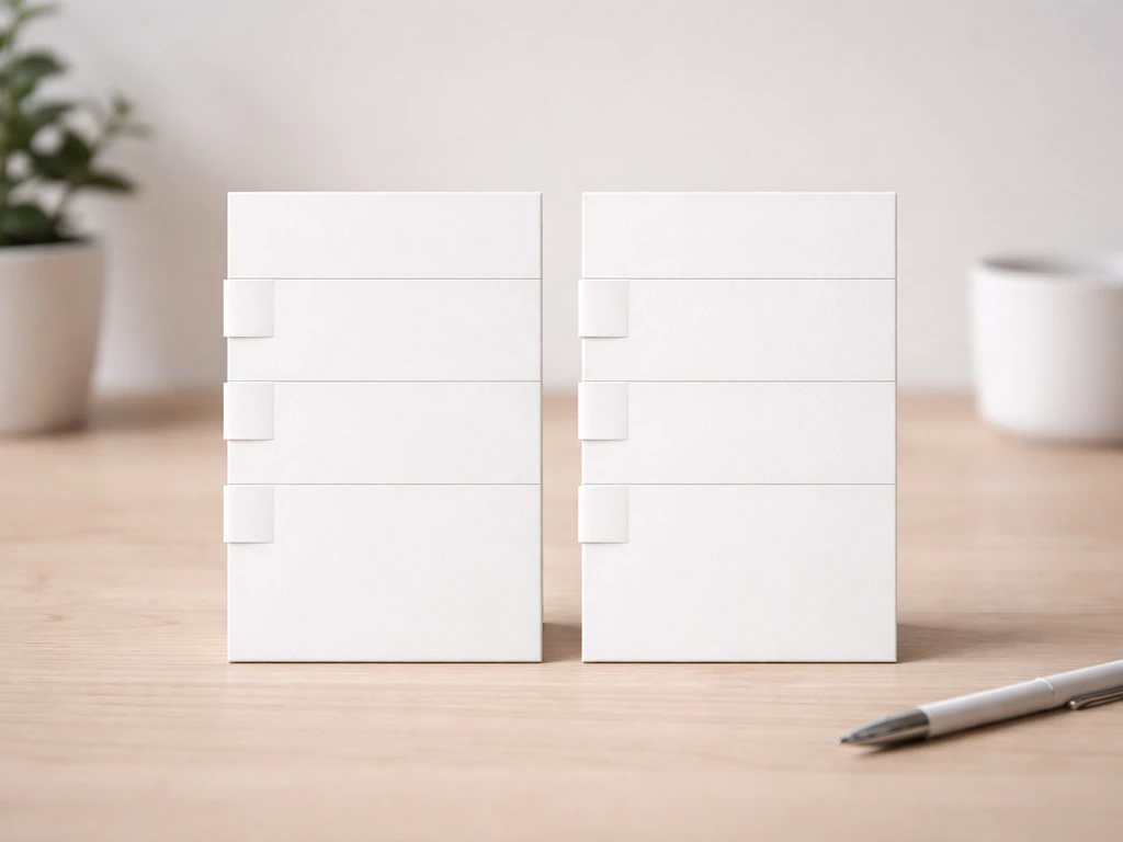 Minimal table-like scene with two neat placeholders separated for a quick comparison