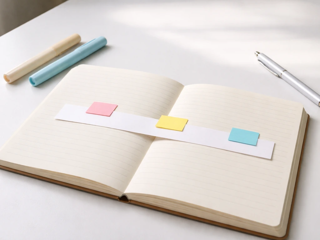 Desk scene with an unlabeled sentence strip and colored sticky notes showing context and noun interpretation