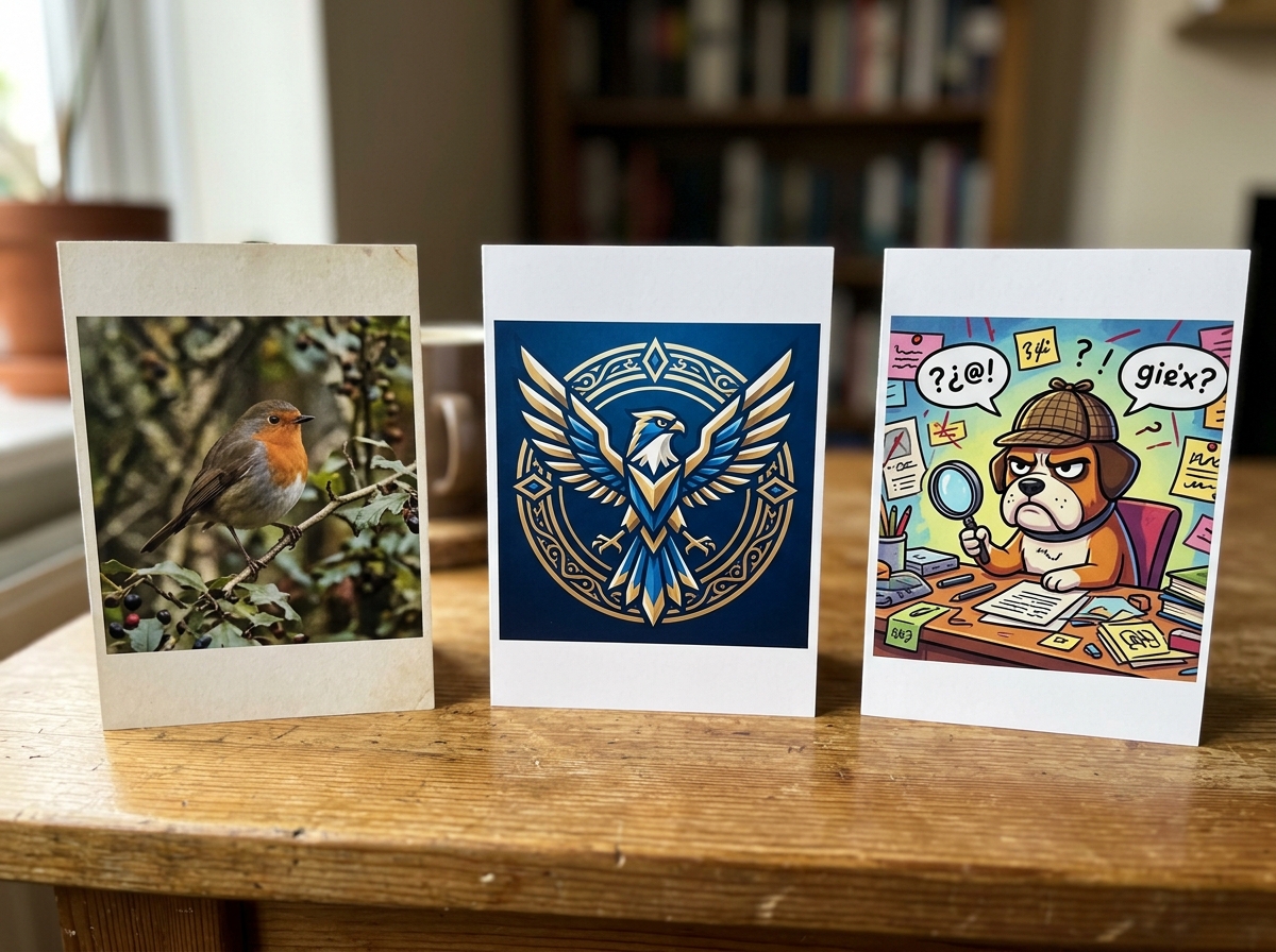 Side-by-side visual examples of contexts for two-headed bird meanings