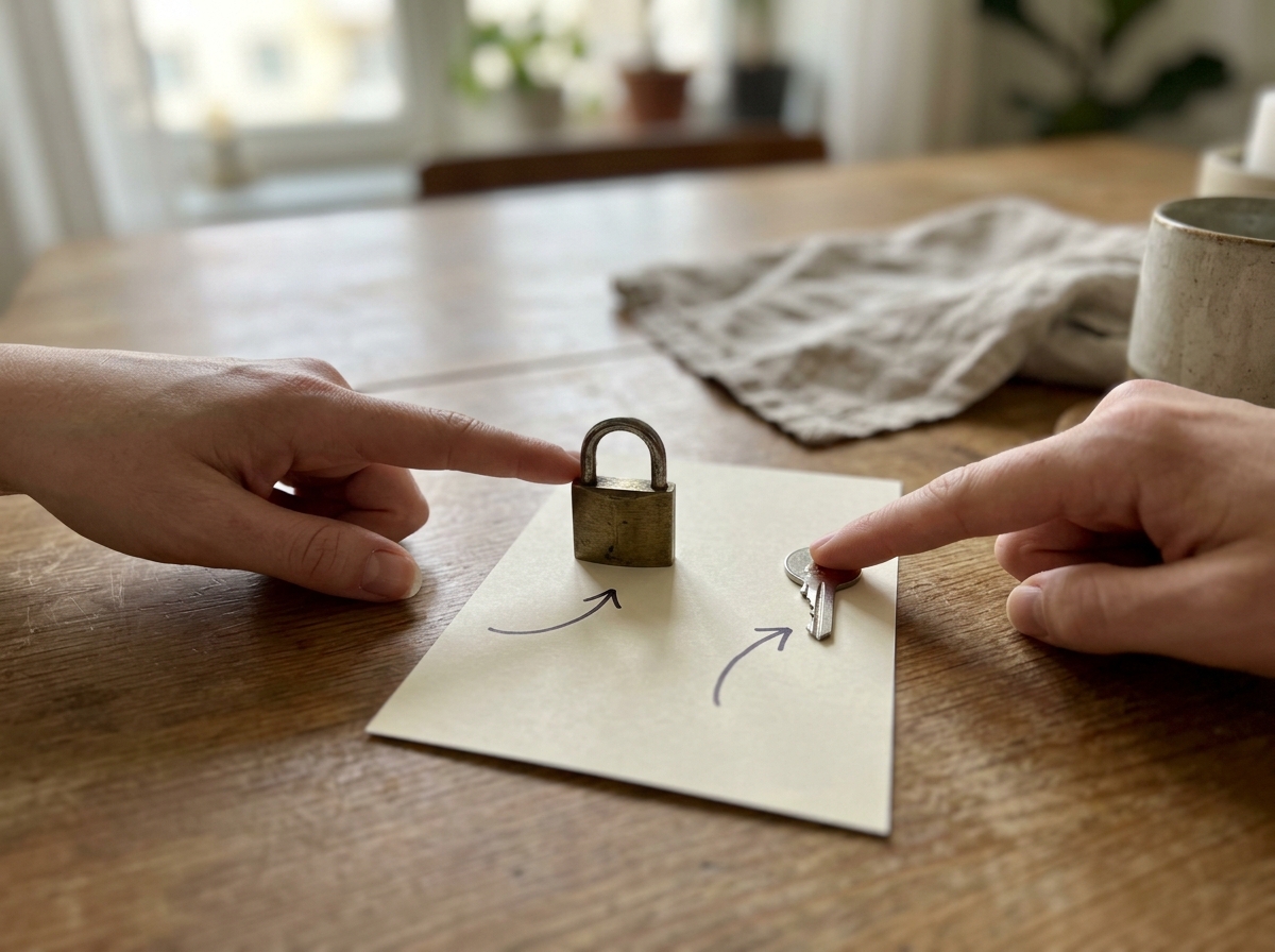 Hands demonstrating how to match two poem subjects as the phrase’s “wings”