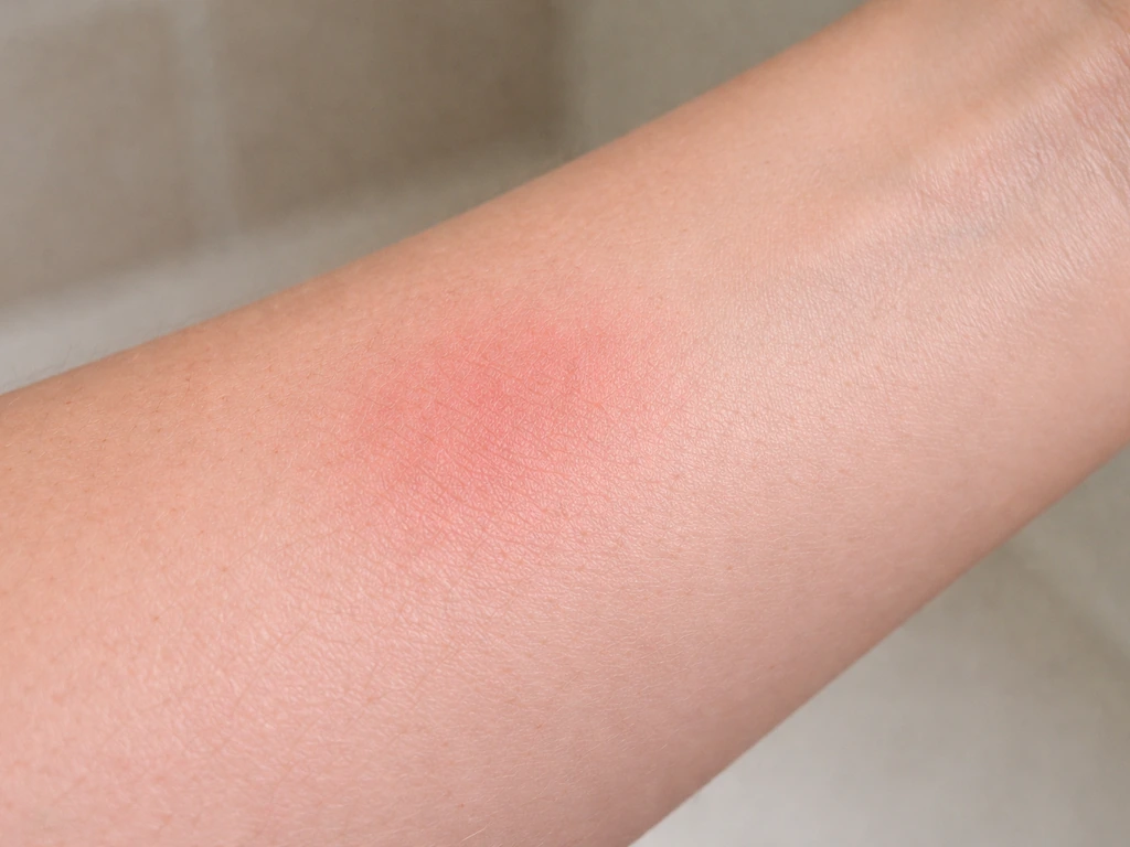 Close-up of a small red irritated skin patch next to a freshly cleaned area, showing mild irritation.