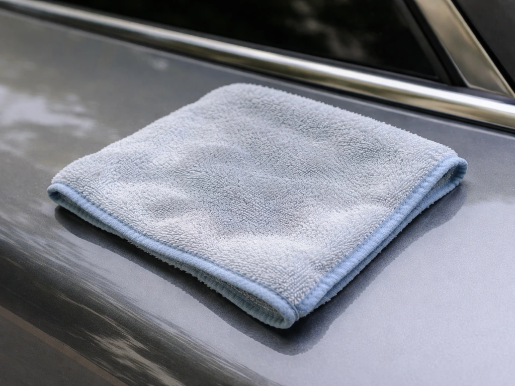 Microfiber cloth soaked in warm water gently laid over bird dropping on a car’s paint.