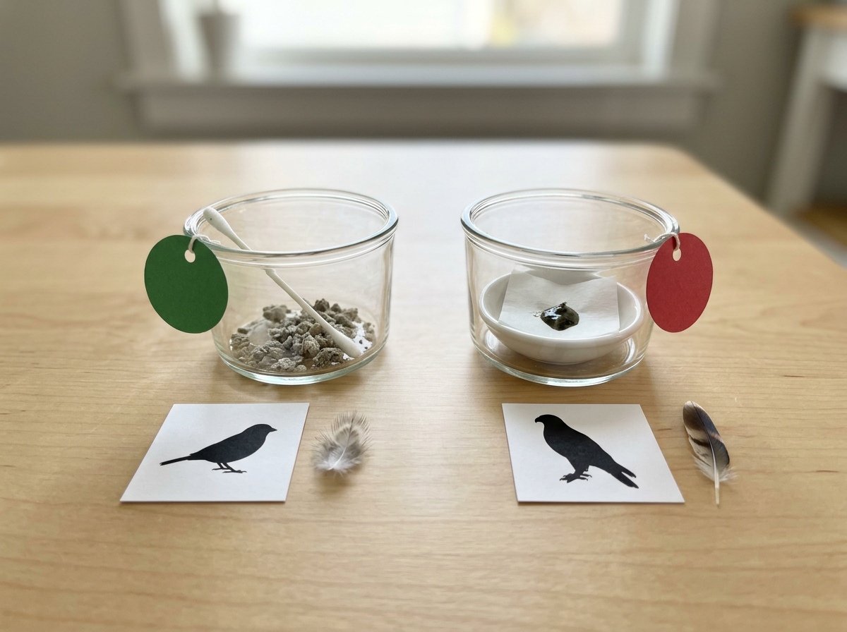 Bird droppings separated by bird type, showing Hanafi categories