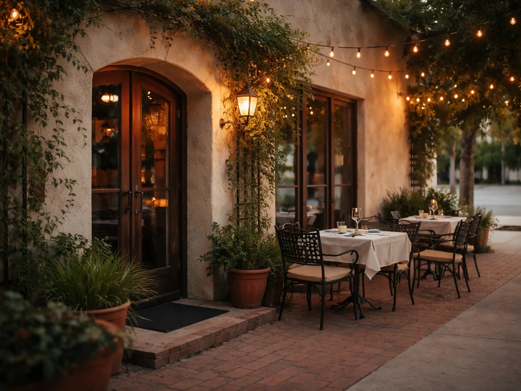 Owen's Bistro exterior in Chino with warm lighting and a clear view of the entrance.