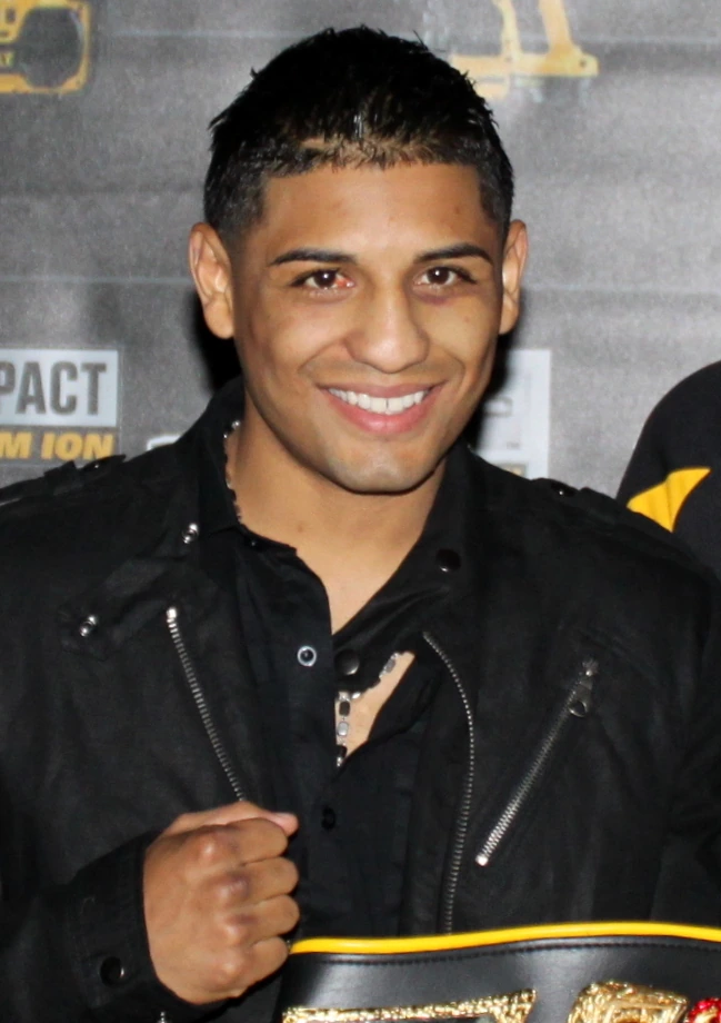 Abner Mares smiling at a boxing event