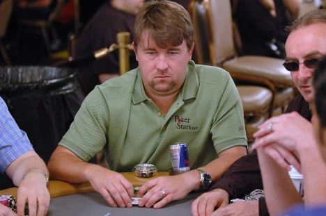 Chris Moneymaker at a poker table during a tournament.
