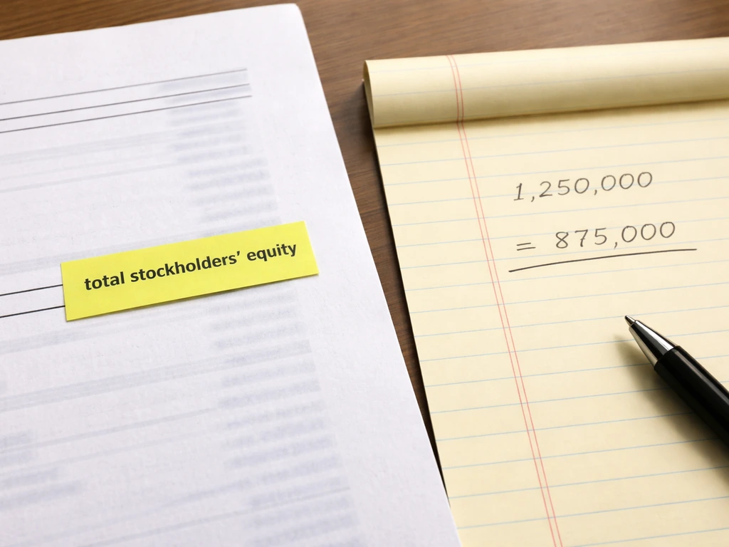 Close-up of a financial balance sheet with highlighted equity, showing simple net worth subtraction vibe.