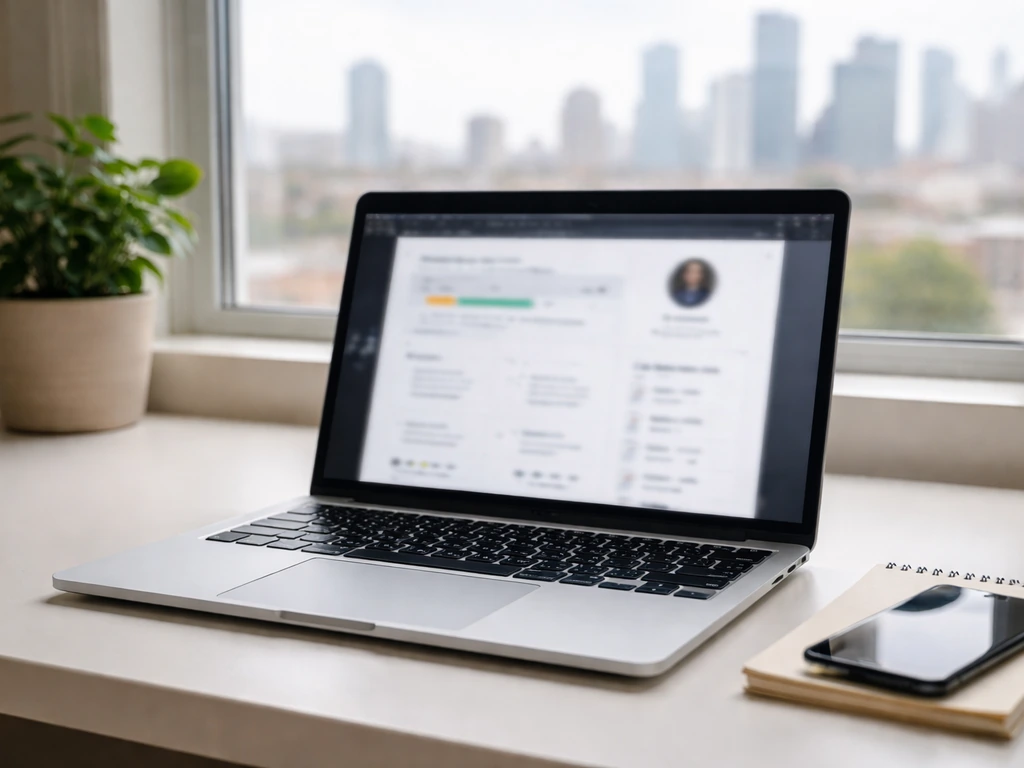 Laptop and phone on a desk with blurred official-earnings style webpage, symbolizing source verification