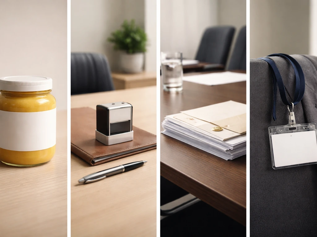 Minimal split scene showing mustard branding, parent company, holding entity, and founder ID concepts as objects