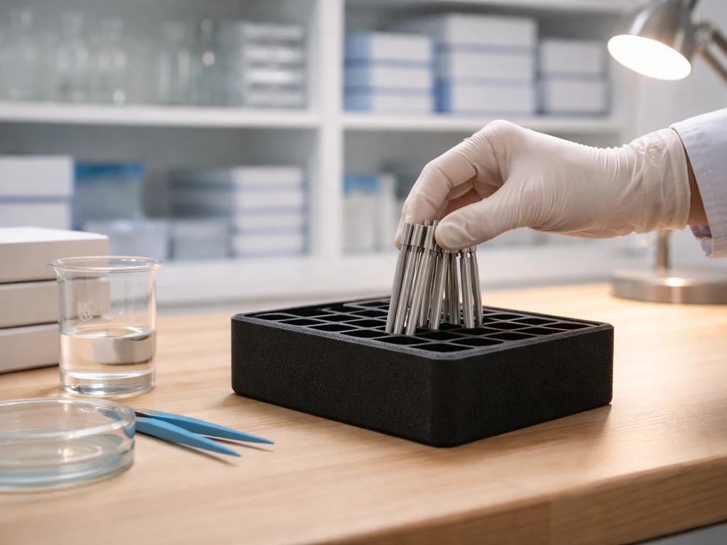 Anonymous lab-supply workspace with pipettes and glassware, conveying business value and net-worth themes.