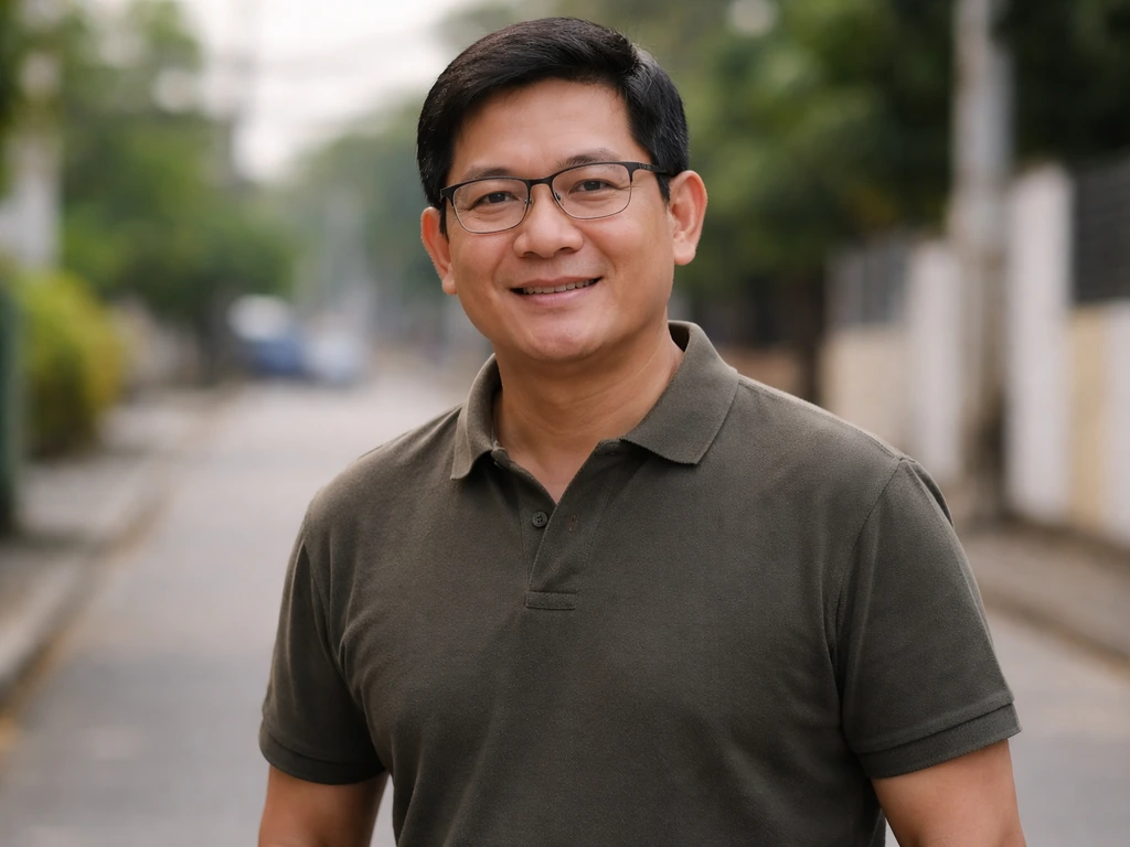 Herbert Bautista smiling in a simple outdoor setting