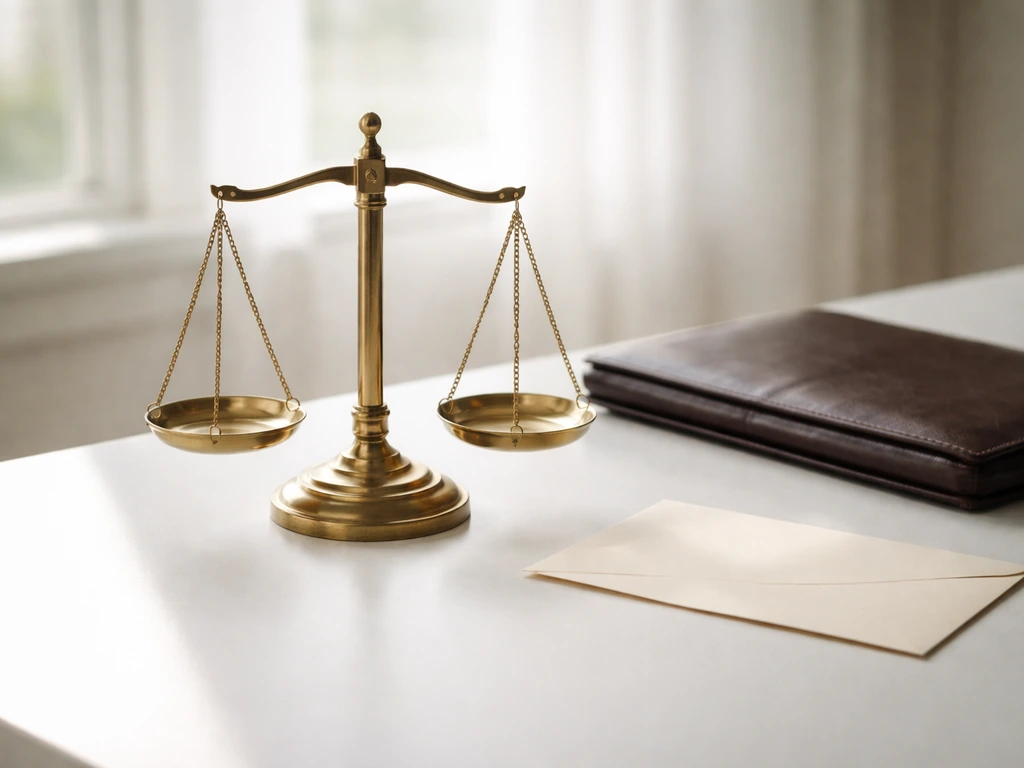 Close-up of a balance scale and legal documents on a desk, symbolizing income and partnership stakes.