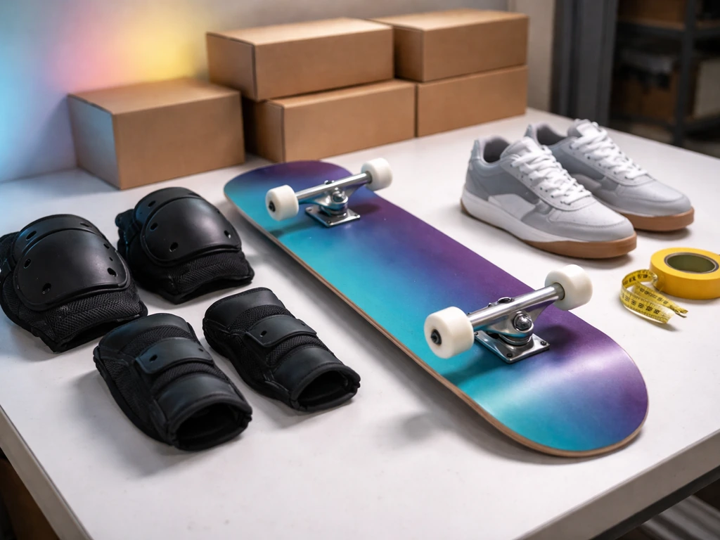 Anonymous skateboard gear on a workbench, symbolizing sponsorship and endorsement income.