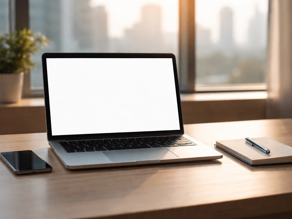 Minimal office scene with a laptop and phone, suggesting wireless business entrepreneurship and investment