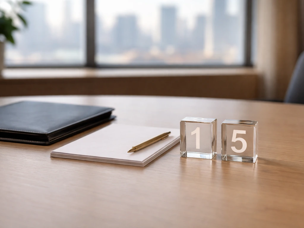 Minimal office desk with blank documents and range-suggesting blocks symbolizing low vs high estimates.