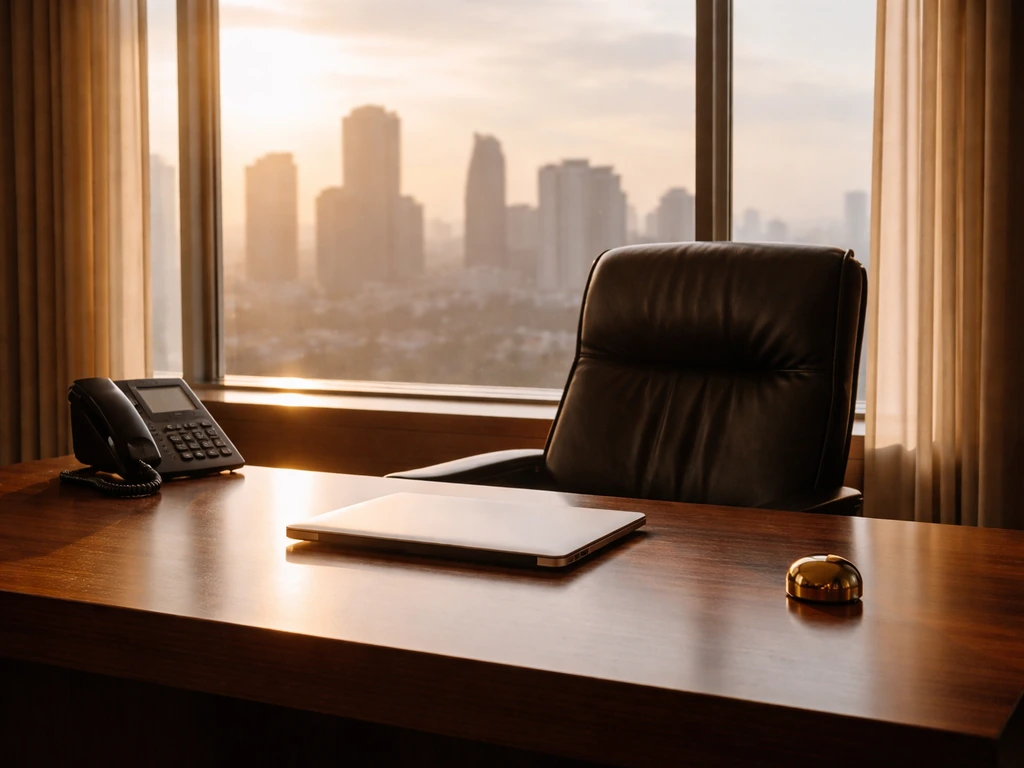 Quiet business office scene symbolizing wealth tracking and Indonesian finance
