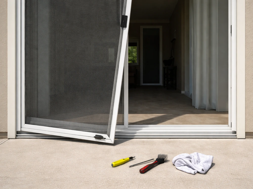 how to put patio screen door back on track