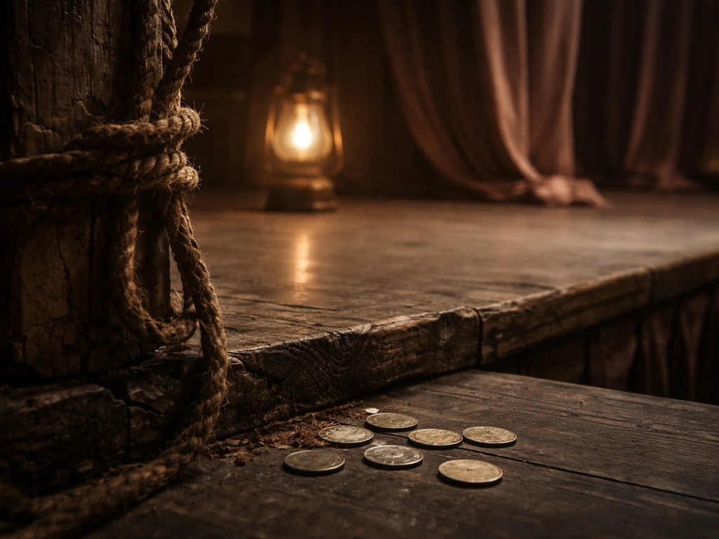 19th-century strongman era scene with old coins and a weathered stage prop, symbolizing uncertain wealth estimates