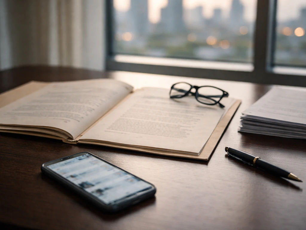 Finance research desk with documents and phone, symbolizing verifying an executive net worth estimate.