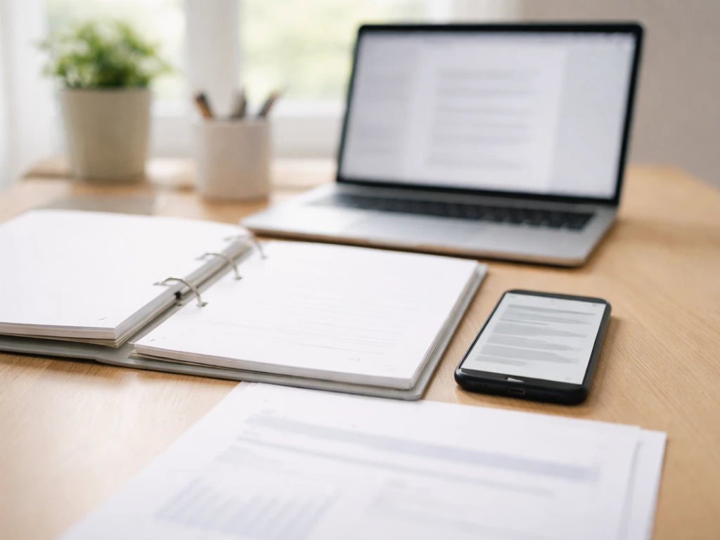 Minimal desk scene with open documents and a smartphone suggesting how to verify investor figures.