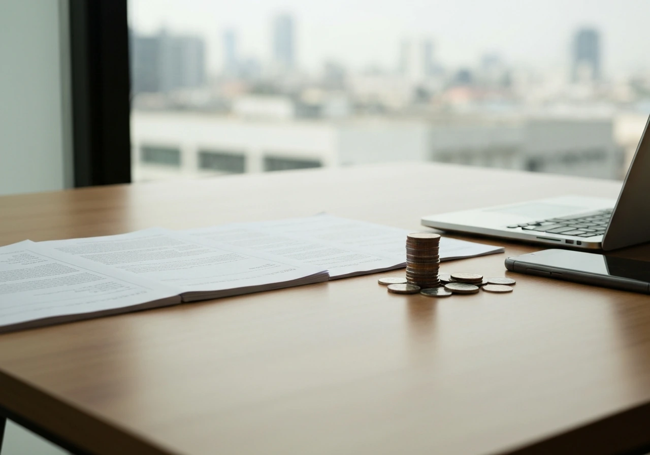 An anonymous desk scene with several printed money-related pages laid out side by side, suggesting net-worth sources.