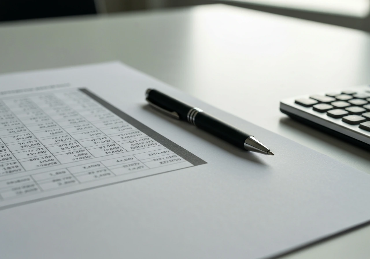 Close-up of a finance document on a desk with a calculator and pen, symbolizing verified CEO shareholding disclosure.