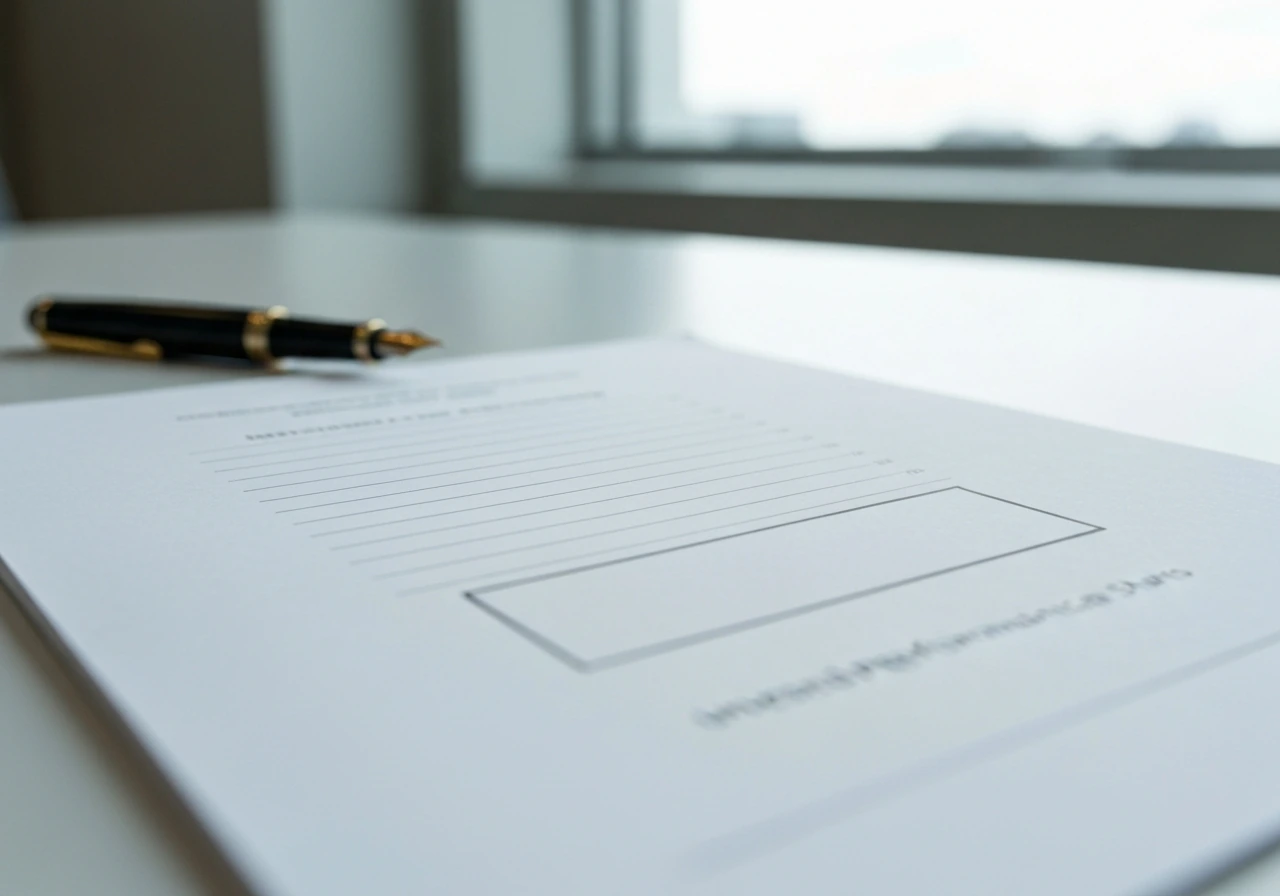 Blurred board report page on a desk with a pen, evoking unvested performance shares and future vesting.