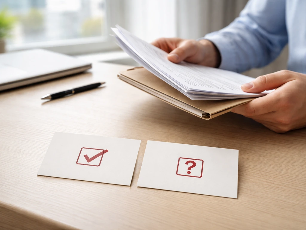 Minimal two-panel visual concept showing verified sources vs speculation, with blurred executive paperwork