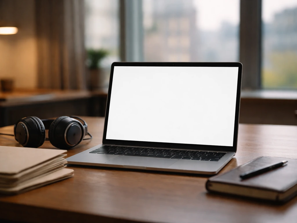 Minimal office scene with a vintage tech workspace symbolizing software and finance analysis.